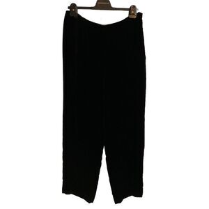 Carlisle Pants Flat Front Velvet Velour Black Side Zipper Lined Size 14